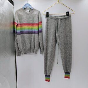 Madeleine Thompson Black Cashmere Lounge Pants Sweatshirt Set Size Small